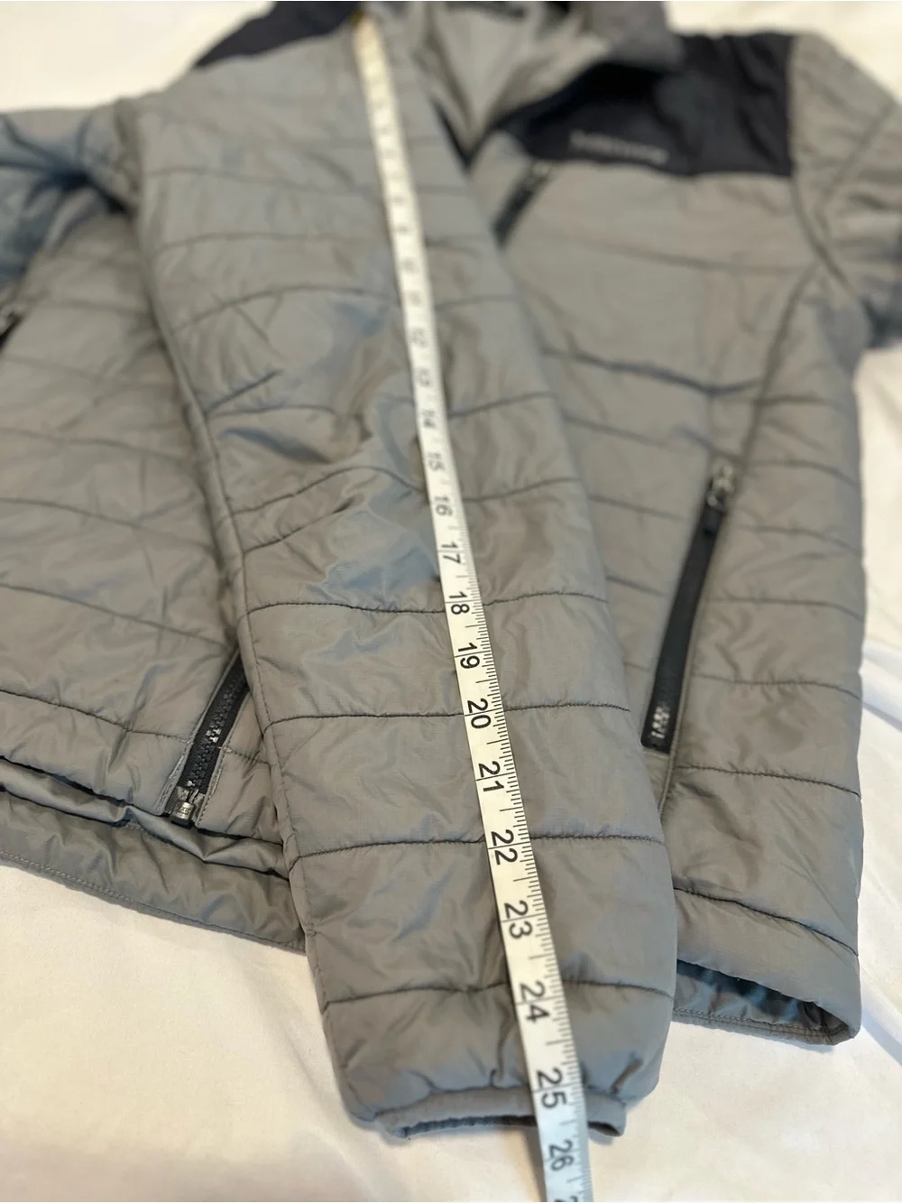 Marmot lightweight colorblock puffer jacket Sz:M gray black full-zip Outdoorsy.